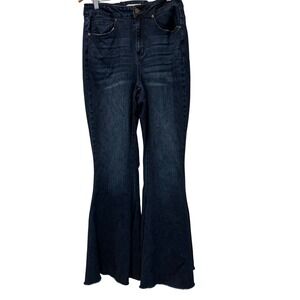 A Beautiful Soul Womens High Rise Lace Up Back Flare Jeans Dark Wash Size 10